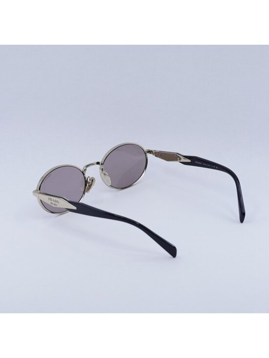 Prada PR65ZS ZVN20I Sunglasses Pale Gold Oval Frame, Light Purple Brown Lenses